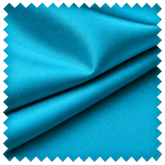 A square fabric bright turquoise blue swatch with a zigzag cut border