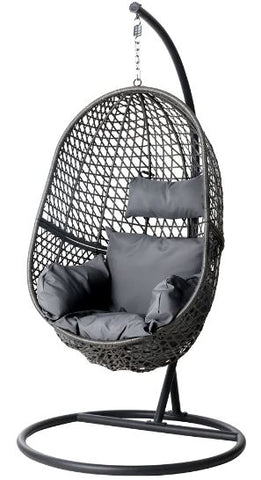 Ultra egg swing chair black frame black cushions
