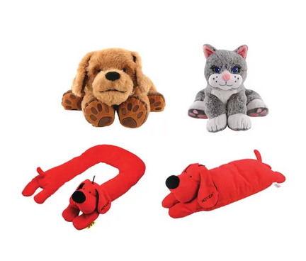 Weighted Therapy Pets Kit Set of 4 with Theo the Dog and Chloe the Cat weighted toys, plus Patrick the Dog shoulder pad and Patrick the Dog lap pad