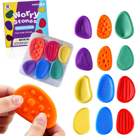 Bendy Worry Stones textured sensory fidget set for anxiety relief, focus, tactile support and calm corners