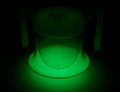 Anti-spill luminous tumbler in the dark with green glowing base 