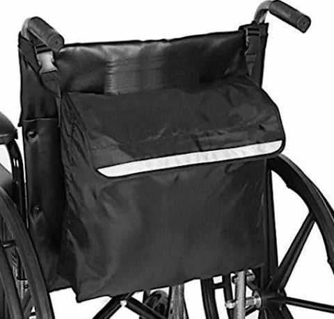 This is an image of a backpack on a wheelchair.