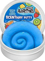 This is an image of Crazy Aarons Scentsory Putty. It is Blue and is says Tropical Punch scented.