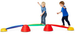 This is an image of 2 children using the Tactile Walkboards. The Walkboards are suspended on large red balance discs and small yellow balance discs.– Set Of 3 (Balance Tops Sold Separately)