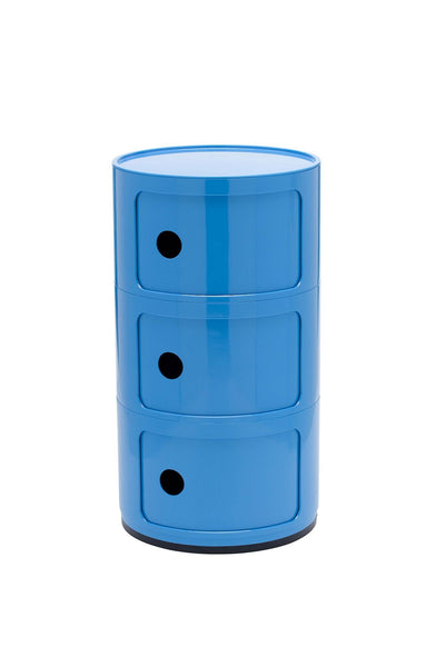 Circular Componibili 3 drawer storage unit in blue