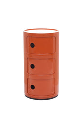 Circular Componibili 3 drawer storage unit in orange
