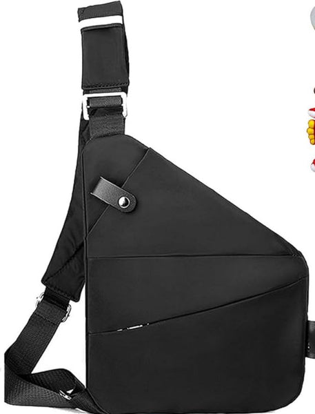 This is an image of a Black Ergonomic Crossbody Bag.