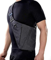 Image of a man wearing a Grey Egonomic Crossbody Bag.