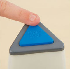 This is an image of someone pressing the blue, triangular Start and Stop buttonbutton on the Easi-Timer.