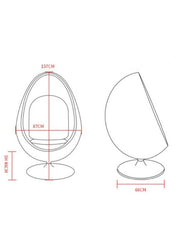 Oval Floor egg chair Dimensions