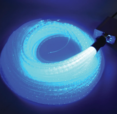 This is an image of blue Fibre Optic Tails with power light source.