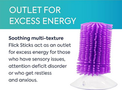 Purple Sensory Flick Stick showing flexible tactile bristles designed to relieve excess energy