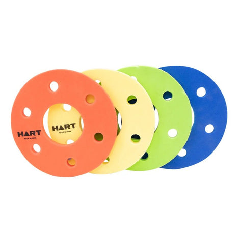 An image of four vibrant discs set against a clean white background.