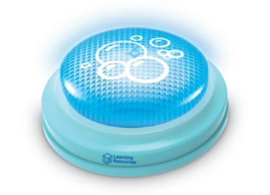 This is an image of a blue timer with an bubbles on the top.
