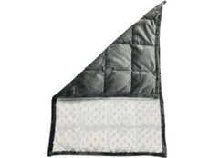 This is an image of a grey quilted Weighted Lap Pad and the textured underside - Great for School and Home.