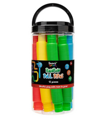 Rainbow Pull Pipes sensory fidget tubes in storage jar