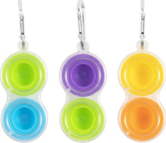 Back view of the Simpl Dimpl Pop It Key Chain showing the transparent frame
