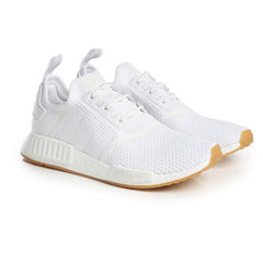 This is an image of white running shoes with White Glydez Laceless Laces.
