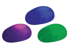 A set of three large colour-changing stones in blue, green, and purple.