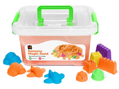 Sensory Magic Sand reusable ORANGE modelling sand with moulds for fine motor development and creative play.