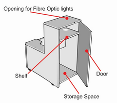 Measurement chart of a mobile sofa podium for bubble tube, with dimensions labeled in centimeters.