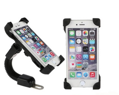 This is an image of a mobile phone in a phone holder for Wheelchairs and Scooters.