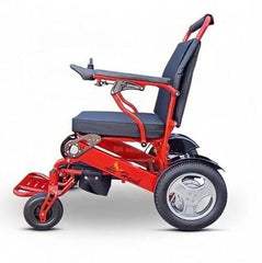 This is an image of the Air Hawk motorised wheelchair with a RED Frame.