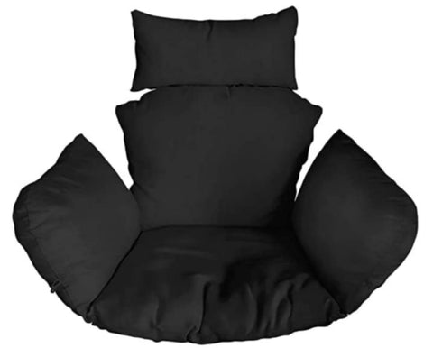 This is an image of a black coloured replacement cushion for a hanging egg chair. 