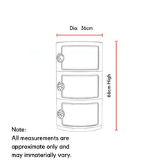 dimensions of 3 tier componibili storage unit