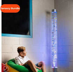 Sensory Bundle Bubble Tube 180cm tall with Interactive Wireless Switchbox, Fibre Optic and Sofa Podium, with Wall Bracket. (Copy)