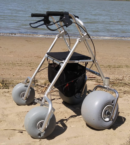 image of a all terrain rollator walker with beach wheels