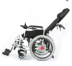 This is image of an Electric And Manual Foldable Wheelchair Heavy Duty With Manually Adjustable Back and Leg Rests - GEMN302. It shows the chair in a semi lay back position