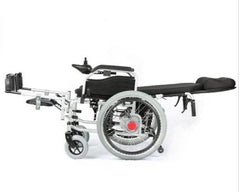 This is image of an Electric And Manual Foldable Wheelchair Heavy Duty With Manually Adjustable Back and Leg Rests - GEMN302. It shows the chair in a full lay  back position