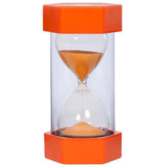 A sand timer filled with orange sand
