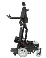 This is an image of the Full Standing Wheelchair Electric Mobility Aid With Back And Footrest - Electrically Adjustable_ GEMN1003- it shows the wheelchair in the full standing position