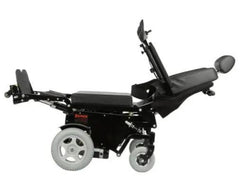 This is an image of the Full Standing Wheelchair Electric Mobility Aid With Back And Footrest - Electrically Adjustable_ GEMN1003. It shows the wheelchair in a semi reclined position