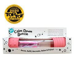 Image of a pink DIY calm down bottle for Autism and sensory overload