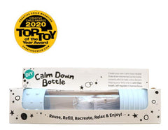 Image of a light blue DIY calm down bottle for Autism and sensory overload