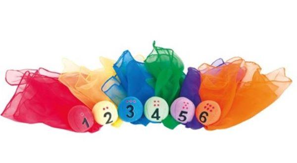 This is an image of a Scarfball Set with different colours and numbers on the balls