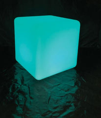 This is an image of the LED Sensory Light Cube in blue mode.