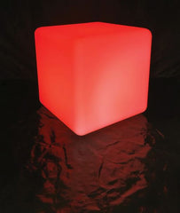 This is an image of the LED Sensory Light Cube in red orange mode.
