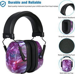This is an image of Procase Kids Ear Protection Hearing Protectors 21dB in Purple Sparkle Colour