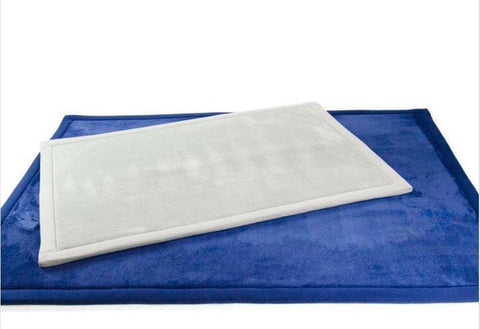 This is an image of the Calming Sensory Touch Mats showing the colours of light grey and deep blue