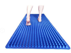 This is an image of a someone walking on a Blue Tactile Walkway for Autism!