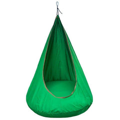 This is an image of a Green Kids Hanging Nest Hammock with an opening at the front