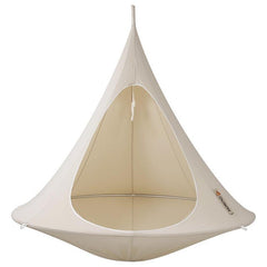 This is an image of a hanging tent that is a natural white colour.