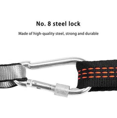 This is an image of a No. 8 steel carabiner Lock made of high quality steel for the Lycra Therapy Snuggle Sack Kids Swing For Autism