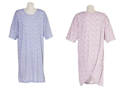 Adaptive nighties short sleeve blue and pink - petal back design