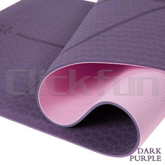 This is an image of a Yoga fitness Mat  with a purple side and a pink side