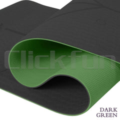 This is an image of a Yoga fitness Mat  with a green side and a black side